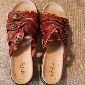 Collection B Red Comfort Sandals with Decorative Straps